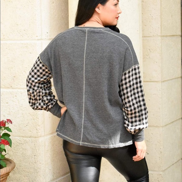 Buffalo Check Balloon Sleeve Thermal - Picture 2 of 2